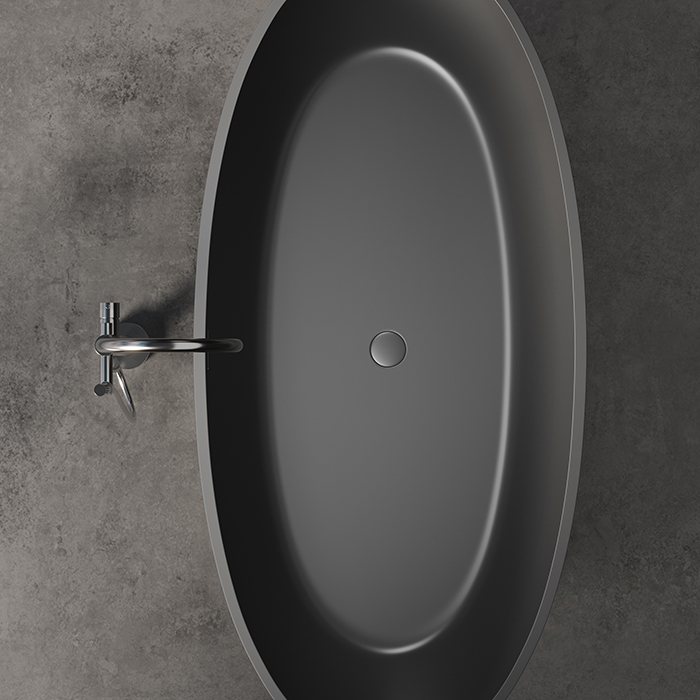 Dea Design Nature Ванна 170х80х55см, отдельностоящая, Solid Surface, цвет: Black №16