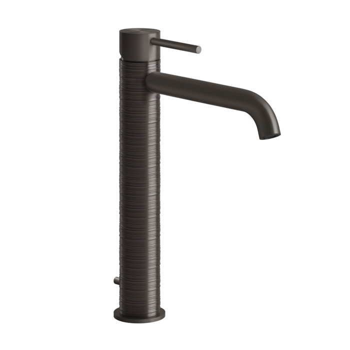 Смеситель для раковины Gessi 316 на 1 отв., высокий, h:305мм, с донным клапаном, излив: 156мм, цвет: brushed black metal pvd