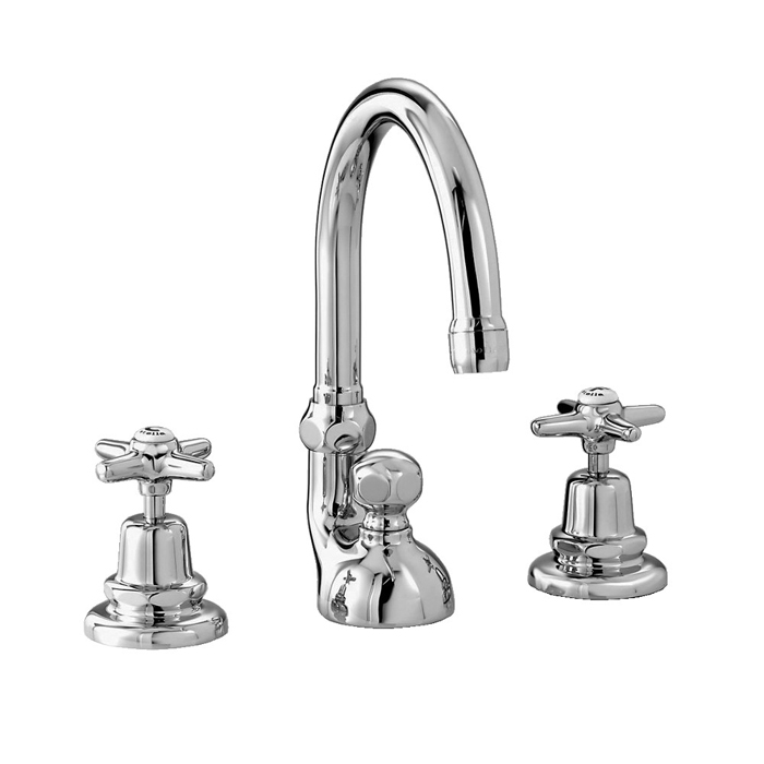 Смеситель для раковины Stella Italica на 3 отверстия 3225TC, с донным клапаном, цвет: хром