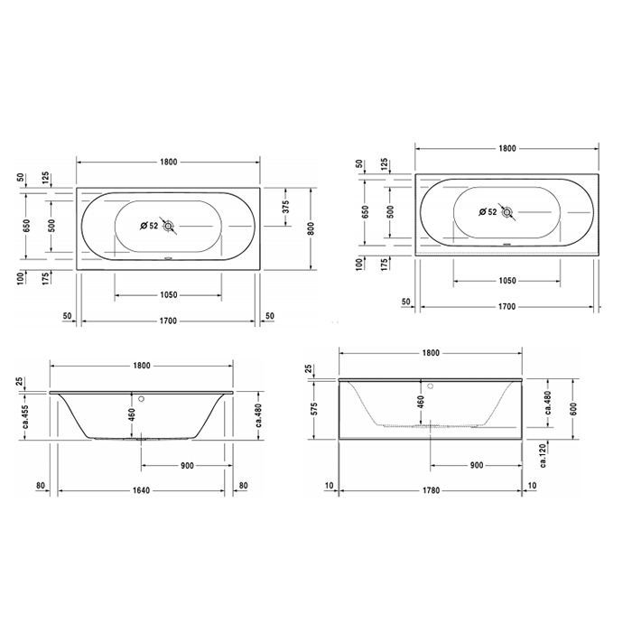 Duravit Darling New Ванна 180х80x60см, акриловая, прямоугольная встраиваемая или с панелями, с 2 наклонами для спины, цвет: белый