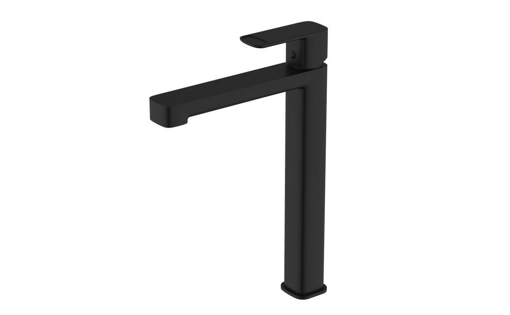 Смеситель для раковины AQUAme Parma, 245 мм, гладкий, подводка ½", Черный матовый — AQM6614MB