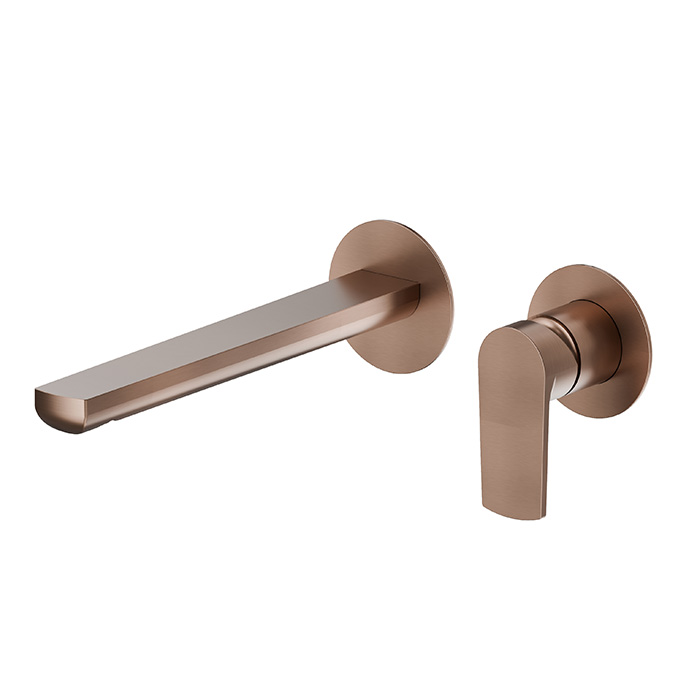 Смеситель для раковины Newform Haka, настенный, без донного клапана, цвет: PVD brushed copper bronze