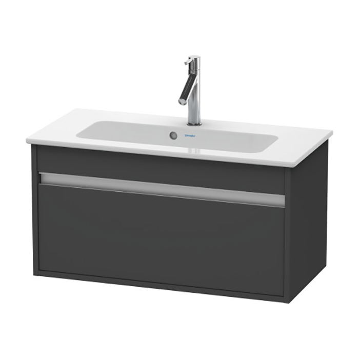 Тумба подвесная Duravit Ketho, 80x38.5х41, с раковиной, 1 выдв. ящик, цвет: графит матовый