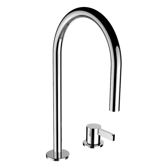 Смеситель для раковины Laufen Kartell на 2 отв, без донного клапана, поворотный излив 166 мм, цвет: хром