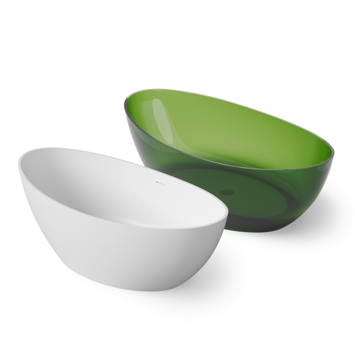 Dea Design Elegant Ванна 180x90x62см., отдельностоящая, Glasstech, прозрачная смола, цвет: Emerald R3