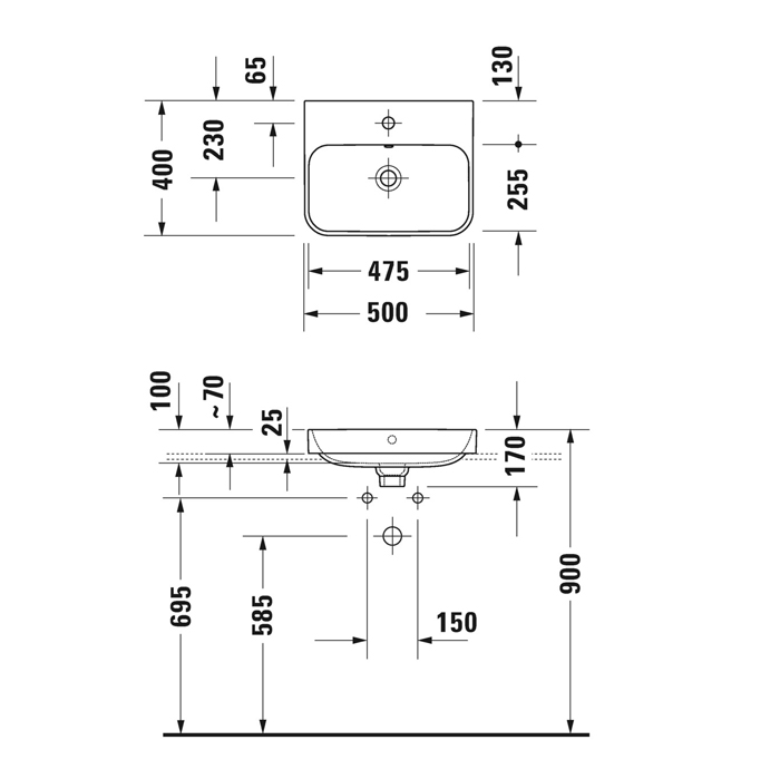 Duravit Happy D.2 Plus Раковина накладная, 50х40см, без отв., выпуск с керамической крышкой, цвет: Anthracite matt