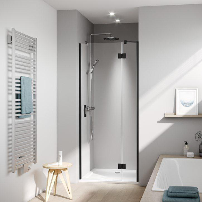 Kermi LIGA Дверь в нишу LI SFR 90x200см, Schwarz Soft+прозрачное стекло с Kermiclean, цвет: черный