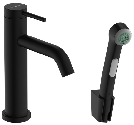 Смеситель для раковины Hansgrohe Tecturis S, 105 мм, с гигиеническим душем, со сливным гарнитуром — 73211670