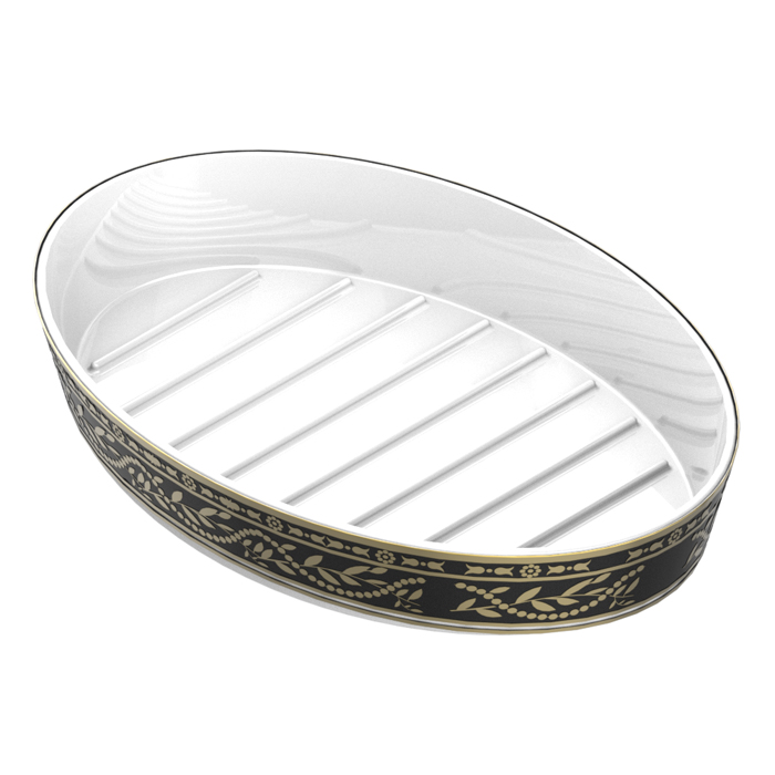 керамическая мыльница THG Marquise porcelaine noire, настольная, цвет: белый