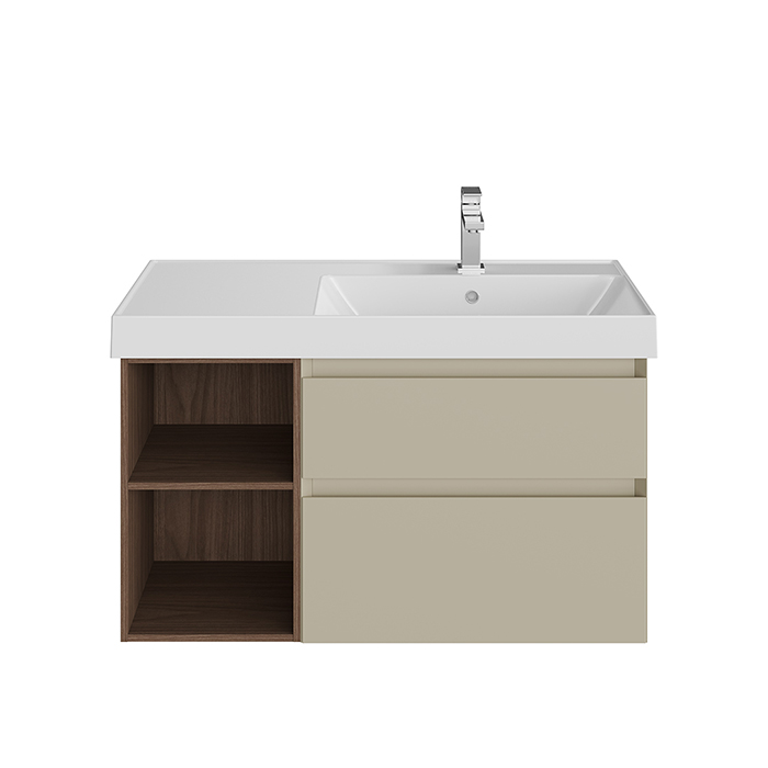 Kerama Marazzi Cubo Тумба подвесная 90см, правая, цвет: лимо матовая / орех