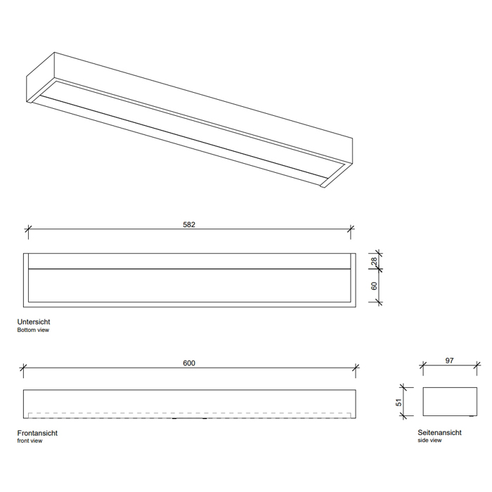 Decor Walther Box 60 N LED Светильник настенный 60x10x5см, светодиодный, 1x LED 32.8W, цвет: никель сатинированный