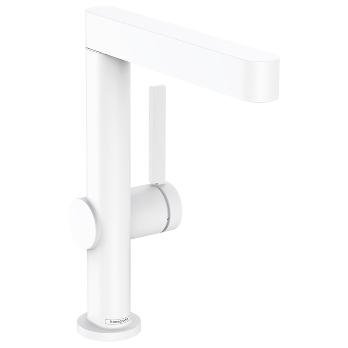 Hansgrohe Finoris Смеситель для раковины, на 1 отв., с поворотным изливом, с донным клапаном, цвет: белый матовый