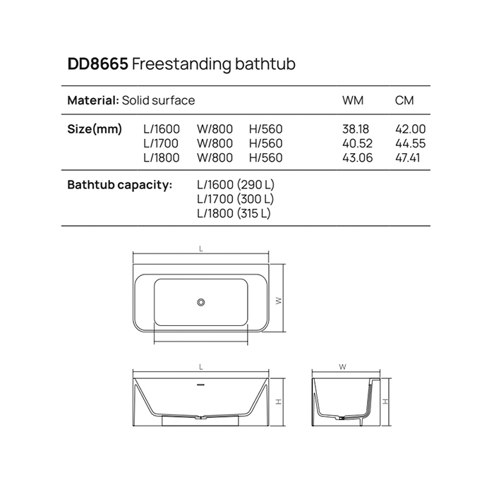 Dea Design Modern Ванна 160х80х56см., отдельностоящая, Solid Surface, цвет: White №18