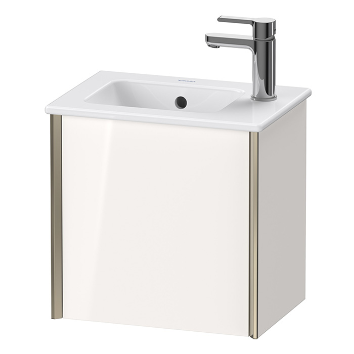Тумба подвесная Duravit XViu 41x29x40см, с раковиной, 1 дверь, (петли слева), цвет: белый глянцевый/champagne matt