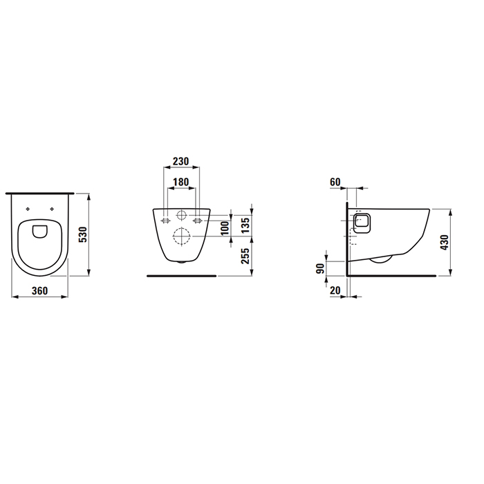 Laufen Pro Подвесной унитаз 53x36x34.5см, безободковый, цвет: белый