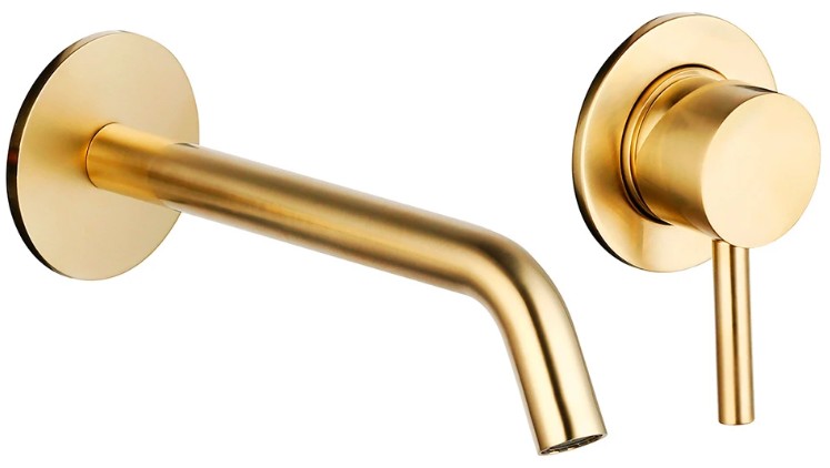 Смеситель для раковины AQUAme Siena, 180 мм, настен., на 2 отв., комплект, золото — AQM6215GG