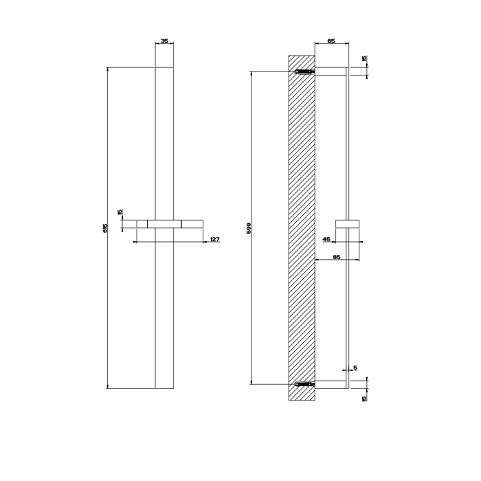 Душевая стойка без душевого комплекта Gessi Rettangolo, цвет: Black XL