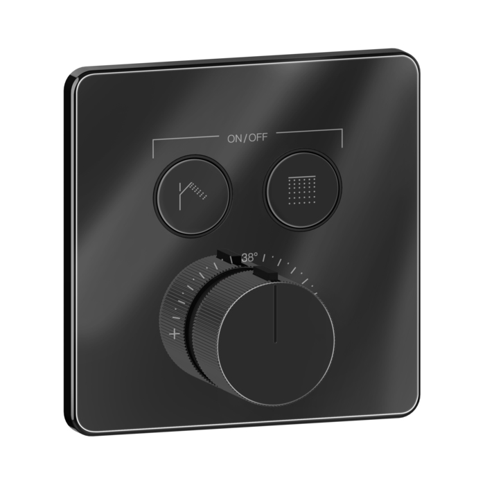 Смеситель для душа Gessi Hi-Fi Comfort, встраиваемый, термостатический, с 2 запорными кнопками, цвет: Black Metal PVD