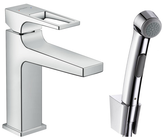 Смеситель для раковины Hansgrohe Metropol, 177 мм, с гигиеническим душем — 74522000