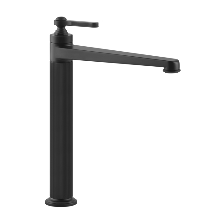 Смеситель для раковины Gessi Venti20 на 1 отверстие, однорычажный, высокий, в комплекте с донным клапаном, цвет: черный