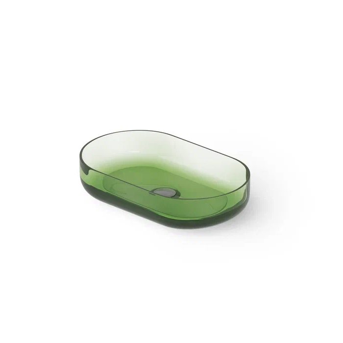 Dea Design Washbasins Раковина 55х34х12см, накладная, без отв., Glasstech, прозрачная смола, цвет: Emerald R3