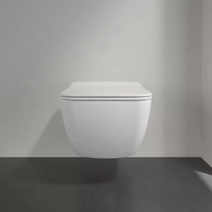 Villeroy&Boch Venticello Унитаз 37.5х56х33см, подвесной, безободковый, в комплекте сиденье SlimSeat c микролифтом, CeramicPlus, цвет: альпийский белый