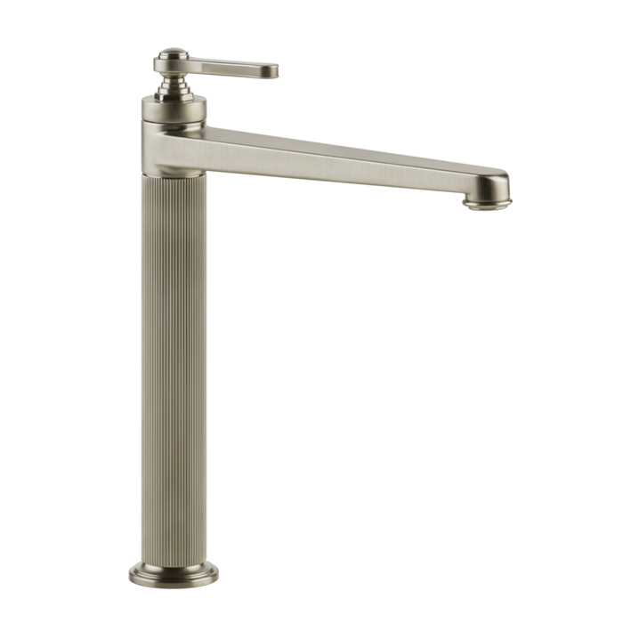 Смеситель для раковины Gessi Venti20, на 1 отв., высокий, с донным клапаном, цвет: Finox Brushed Nickel