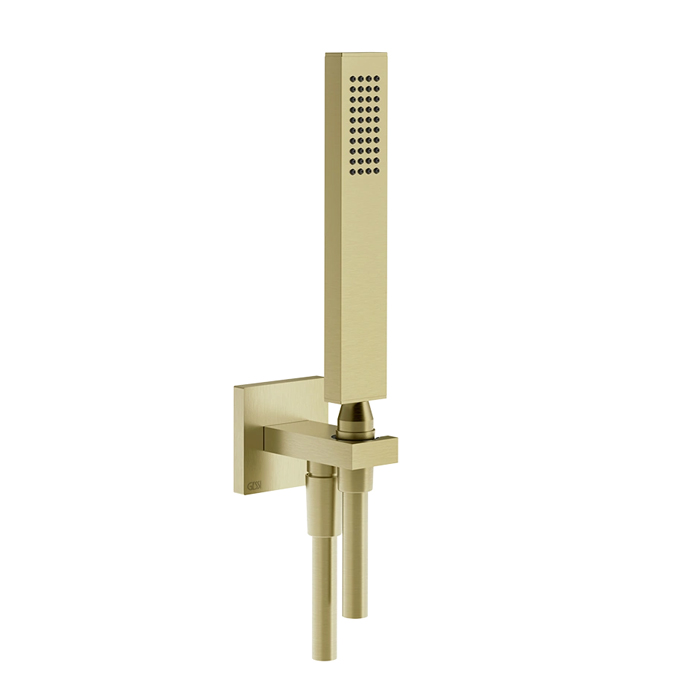 Душевой комплект Gessi Rettangolo: вывод на 1/2”, держатель, шланг 1,5м и душевая лейка, цвет: Brush