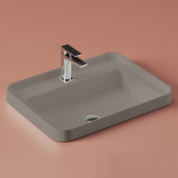 Раковина Artceram Fuori Scala 60х45 см, встраиваемая, с 1 отв.под смеситель, без перелива, цвет: tortora