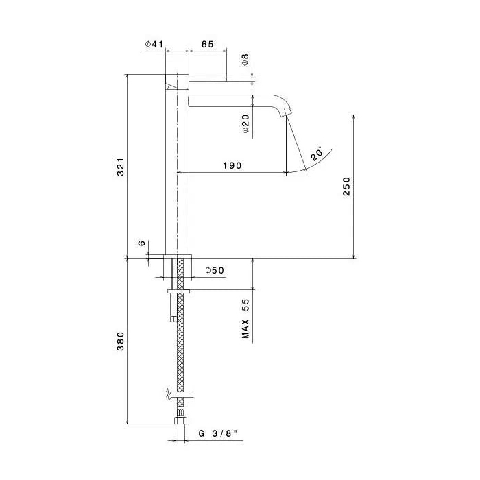 Kerama Marazzi Eterna Смеситель для раковины, высокий, 1 отв., без донного клапана, цвет: брашированная медь pvd