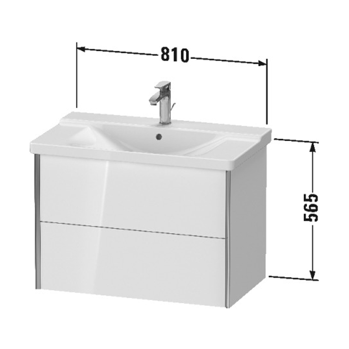 Duravit XViu Тумба подвесная 81x46.9x56.5м, с раковиной, 2 ящика, цвет: белый глянцевый/champagne matt