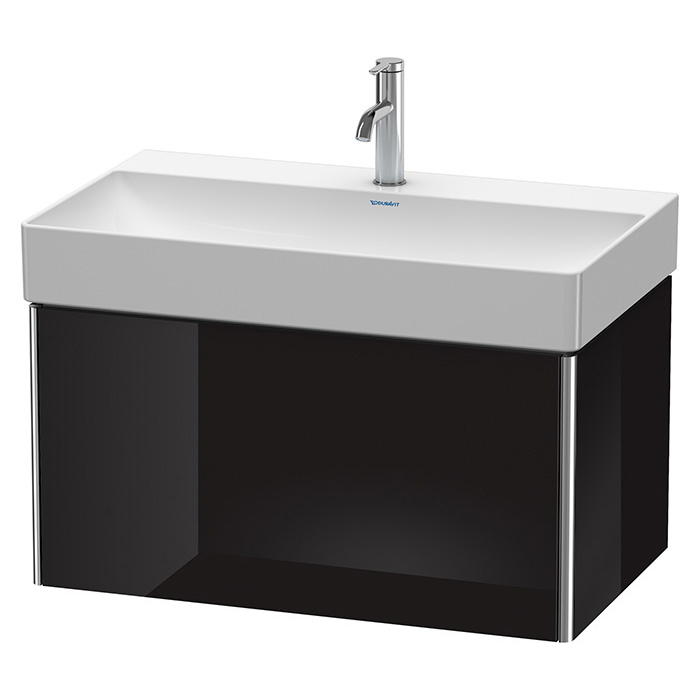 Тумба с раковиной Duravit XSquare 78.4х46х39.7см, подвесная, 1 ящик, цвет: черный глянцевый