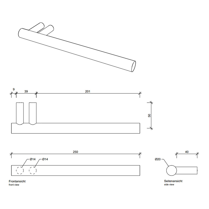 Decor Walther Bar Полотенцедержатель 25см, подвесной, цвет: сталь матовая