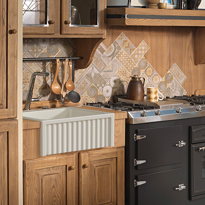 Раковина Kerasan Hannah Hampshire 60x47x22 см, без отв., кухонная, цвет: белый