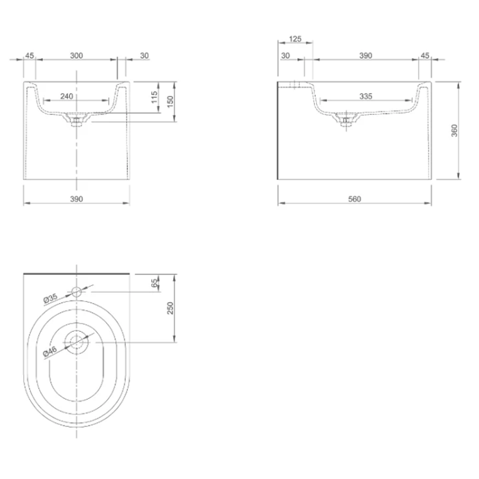 KNIEF Glow Биде подвесное 52x 9x34см, цвет: белый