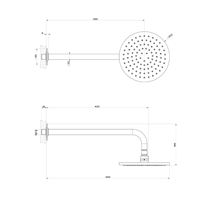 Душевая головка шарнирная Gessi Inciso Shower на 1/2” с защитой отизвесткового налёта, цвет: black XL