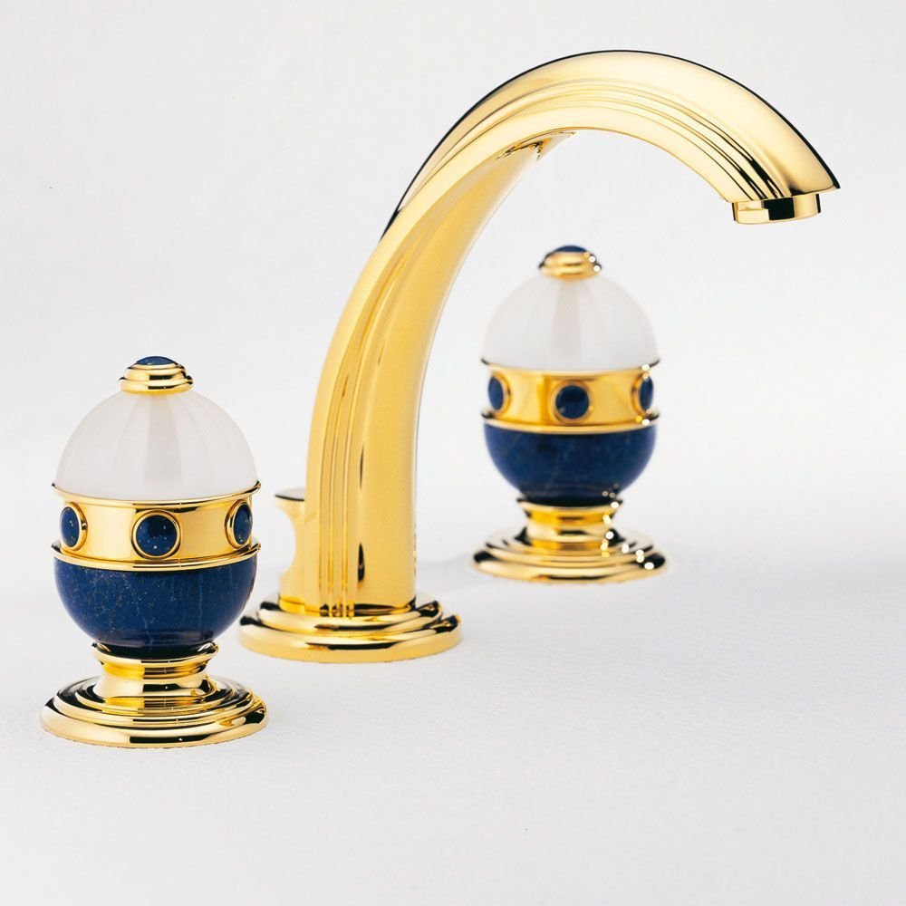 Смеситель для раковины THG Cheverny Lapis Lazuli, 3 отв., цвет: золото/лазурит