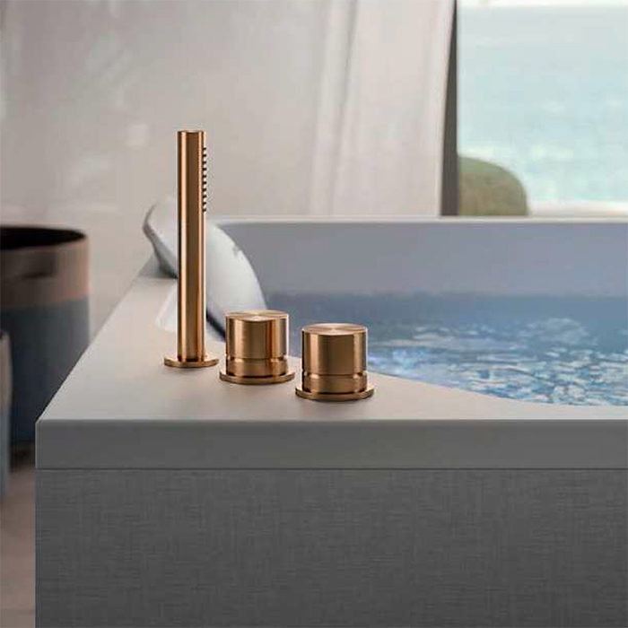 Jacuzzi Lisa Смеситель для ванны Onira, водопад, ручной душ, цвет: Warm Bronze (PVD)