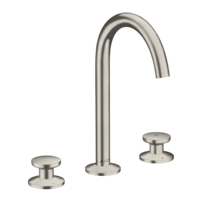 Смеситель для раковины Axor One Sel 170, на 3 отв., круглая ручка, с донным клапаном Push-Open, цвет: сталь
