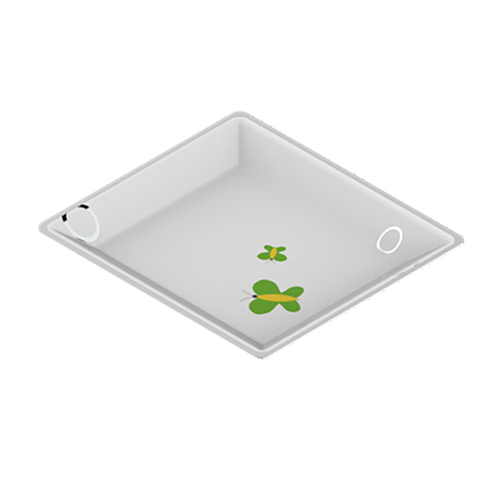 THG CAPUCINE VERT DECOR PLATINE Поднос керамический 220х198 мм, настольный, large size, декор платина/зеленый, цвет: белый