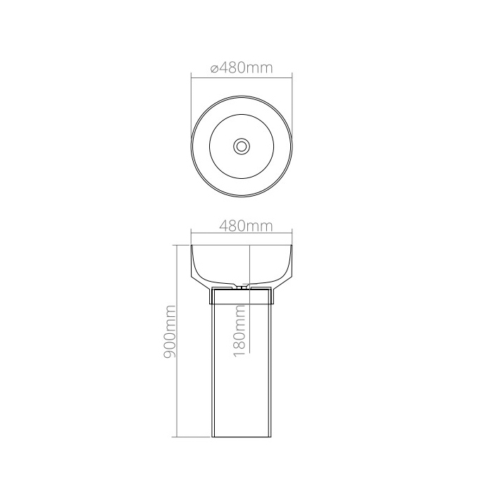 Dea Design Robust type Раковина 48x48x90см, напольная, без отв., Glasstech, прозрачная смола, цвет: чаша pomegranate/пьедестал graphite