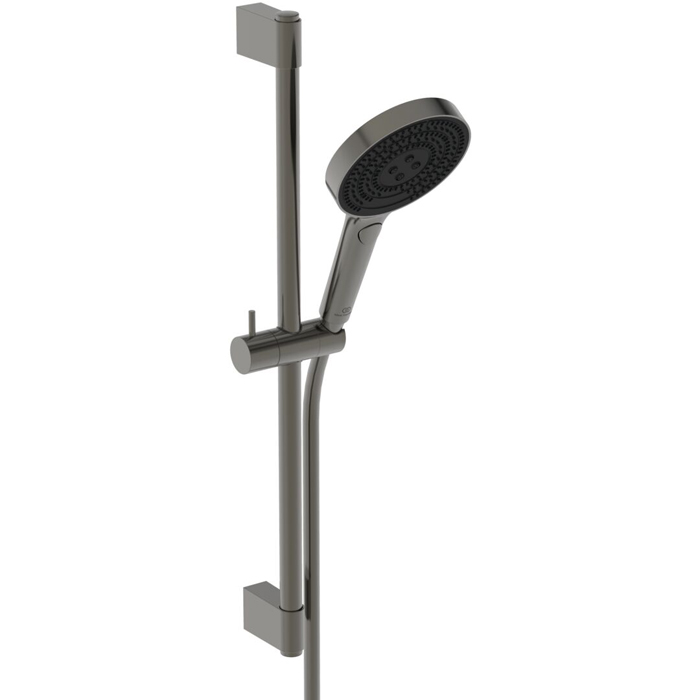 Душевой гарнитур со штангой Ideal Standard Solos 60см, Металлическая штанга и держатель ручного, 3-функциональный (Rain, Silkrain, Active) ручной душ, шланг 175см, цвет: PVD Magnetic Grey