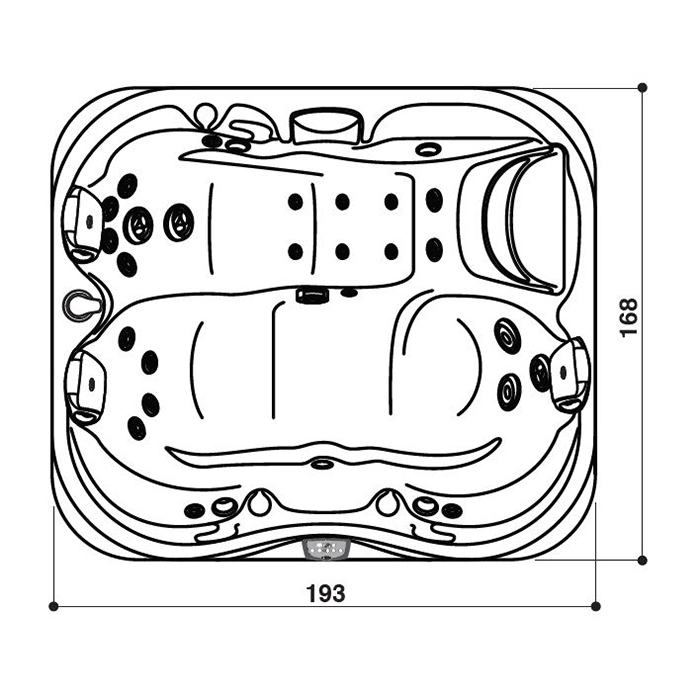 Jacuzzi J315 Минибассейн 193х168х81см, отдельностоящий, без стерео-системы, панель Modern Hardwood, цвет акрила: Platinum