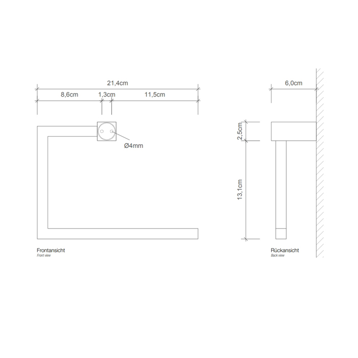 Decor Walther Corner HTR Полотенцедержатель кольцо 21.4см, подвесной, цвет: хром