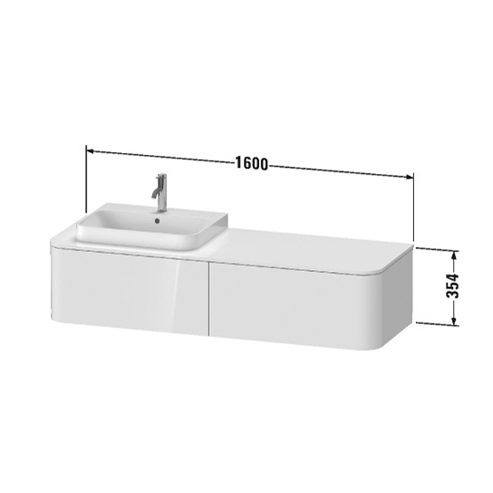 Duravit Happy D.2 Plus Тумба подвесная 160x55х35.4см, с раковиной и 2 ящиками, DX, цвет: белый глянцевый