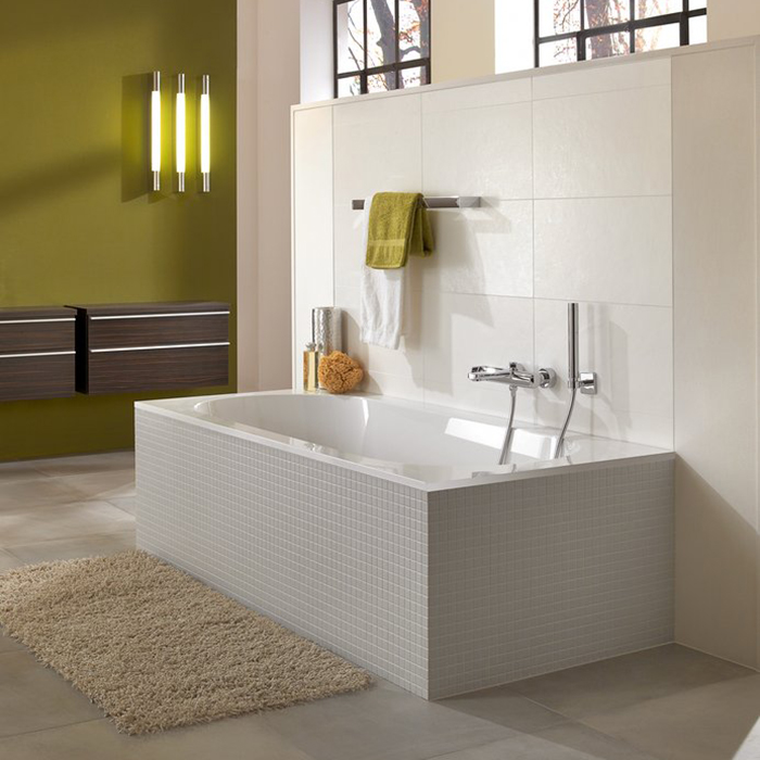 Villeroy&Boch Oberon Ванна 170х75х45см, встраиваемая, слив, ножки, Quaryl, цвет: альпийский белый