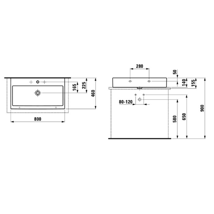 Раковина Laufen Living City 80х46х14 см, без отв., цвет: белый