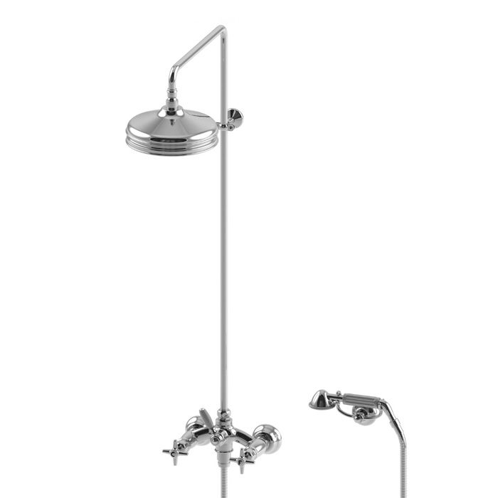Душевой комплект Stella Italica 3284/33-220: смеситель, штанга+ручной+верхний душ 220мм, цвет: хром