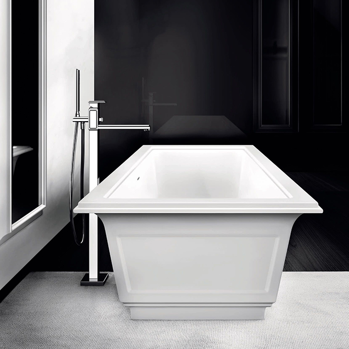 Gessi Eleganza Ванна отдельностоящая 180х85x55см, со сливом-переливом, цвет: матовый белый