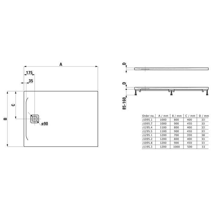 Душевой поддон Laufen Pro 110x80см, ультратонкий, прямоугольный, Marbond®, цвет: белый матовый